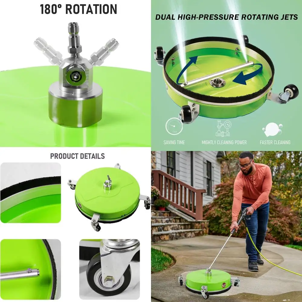 

Четырехколесный очиститель поверхностей из нержавеющей стали (17 зеленых элементов) для аппаратов высокого давления, с быстроразъемным соединением 1/4 дюйма и удлинительной насадкой (2 шт.), 4000 фунтов на кв. дюйм