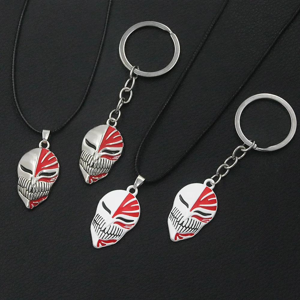 Anime BLEACH Necklace Halloween Ghost Bull Head Keychain Scary Grimace Skull Keychain for Women Men Jewelry Gifts Accessories