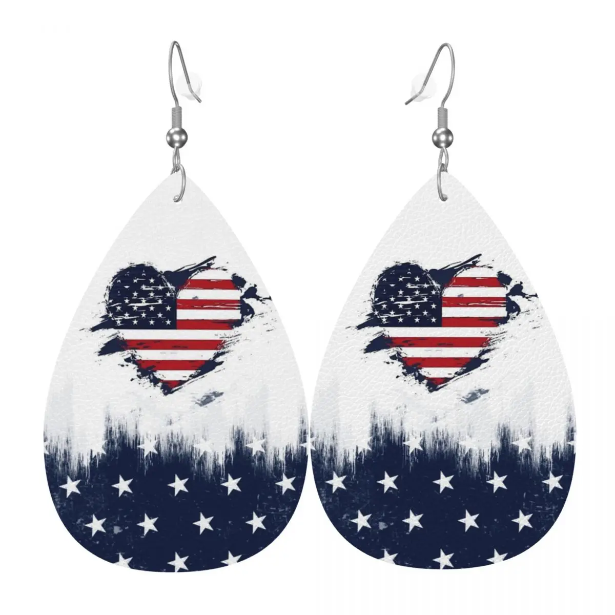 

Custom Drop Dangle Earrings USA America Flag Leather Teardrop Earrings PVC Leather for Gifts Dainty Jewelry