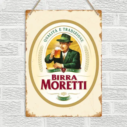 BIRRA MORETTI Metal Wall Sign Plaque Italian Beer Lager Vintage Bar Pub Man Cave