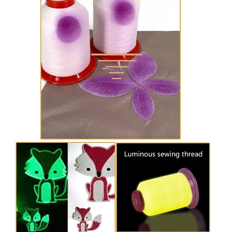

2 катушки, меняющая цвет, швейная нить, ночная светящаяся полиэфирная пряжа, нить 550 ярдов/катушка для шитья, вышивки,