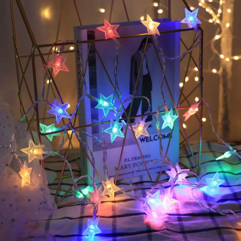 

LED Star String Lights Christmas Garland Battery USB Powered Wedding Party Curtain String Fairy Lamps For Home