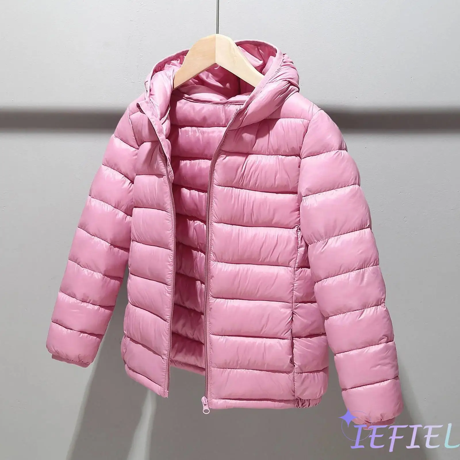 Children Boys Girls Casual Warm Lightweight Outerwear Down Coat Teens Long Sleeve Playsuit Daily Wear Hoodie Zipper Jacket Tops