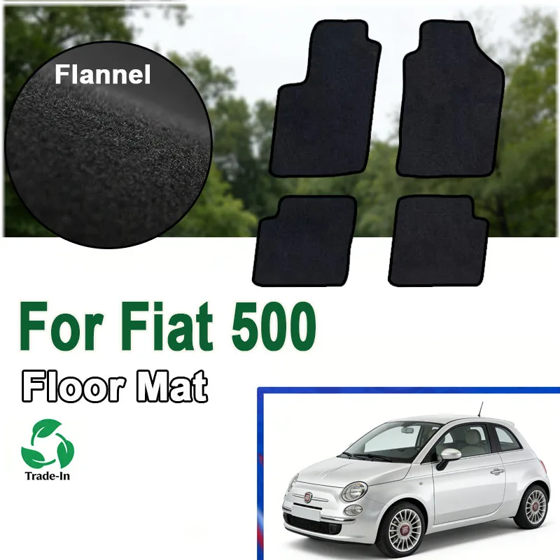 

Flannel "Car Floor Mat For Fiat 500 2007-Present Polyester suede Anti Slip black Backing red Binding Trim Edge "