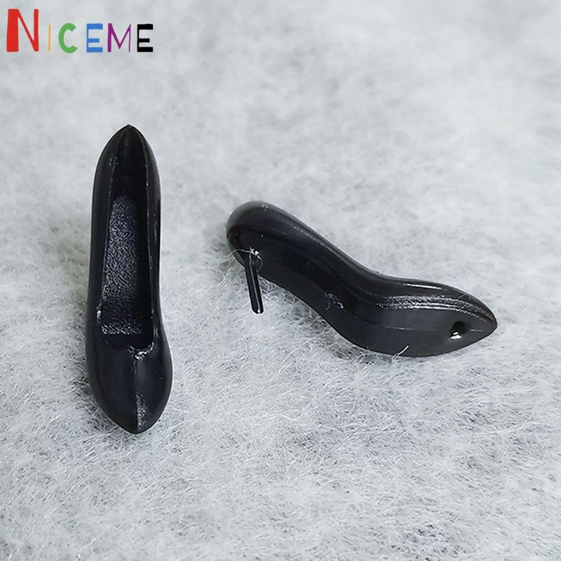 2PCS/Pair Classic Black High Heel Doll Shoes For Barbie Shoes Sandals Princess Foot Wear 1/12 BJD Dolls Accessories Baby Toys