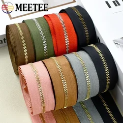 1-5Yards 5# Meetee Metal Zippers for Sewing Decorative Zipper By The Yard Clothes Coat Zip Closure Repair Kits DIY Accessories