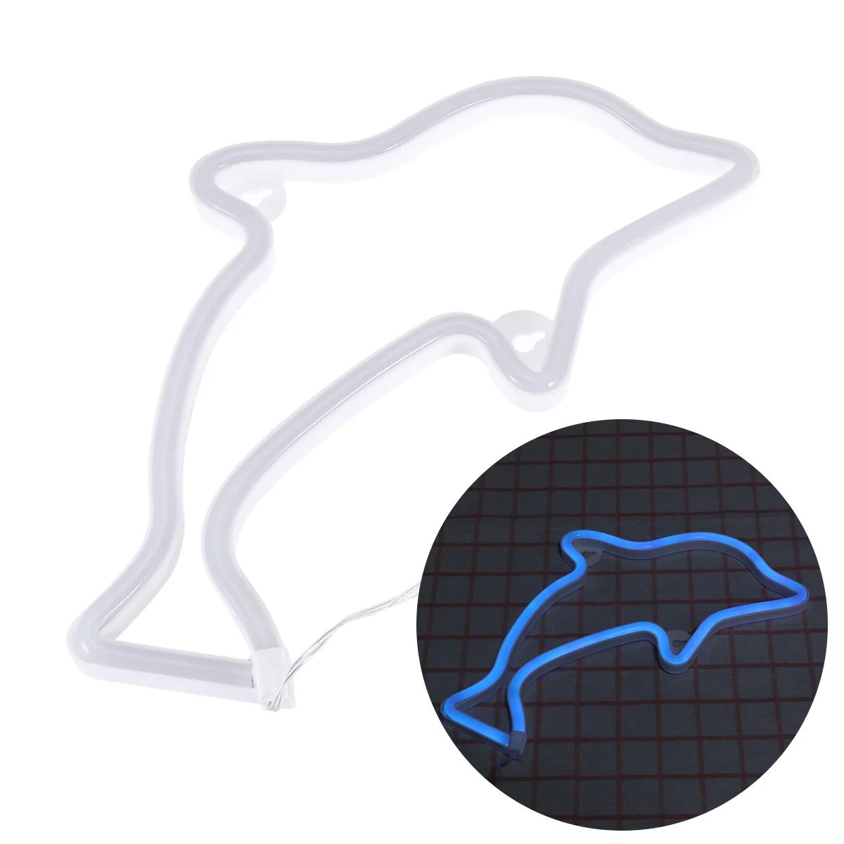 

LED Dolphin Neon Light Decorative Lamp Night Lights Wall Decor for Christmas Wedding Party (Blue Light, Dual-purpose)