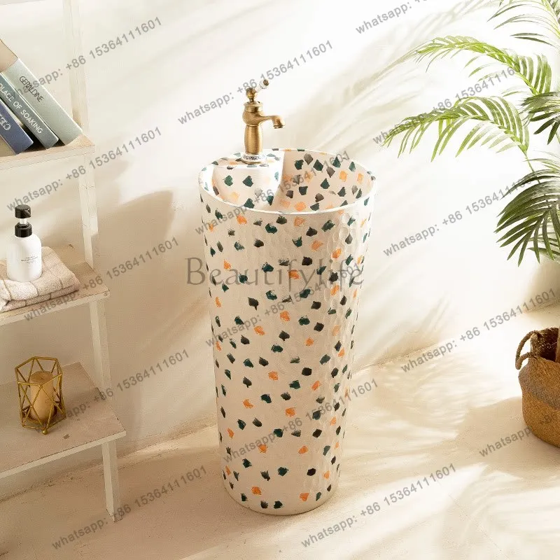 Floor-to-ceiling wash basin retro ceramic basin integrated wash face