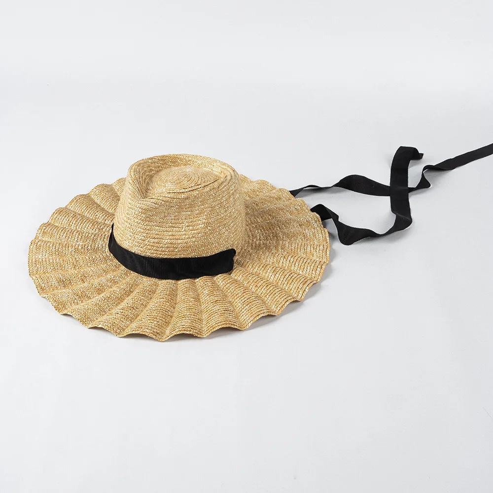 2025 neue handgemachte Stroh Jazz Jakobsmuschel Sonnenhut Mode Frühling Sommer Outdoor Allgleiches Band Sonnencreme große Krempe Strand Strohhut – Detail 11