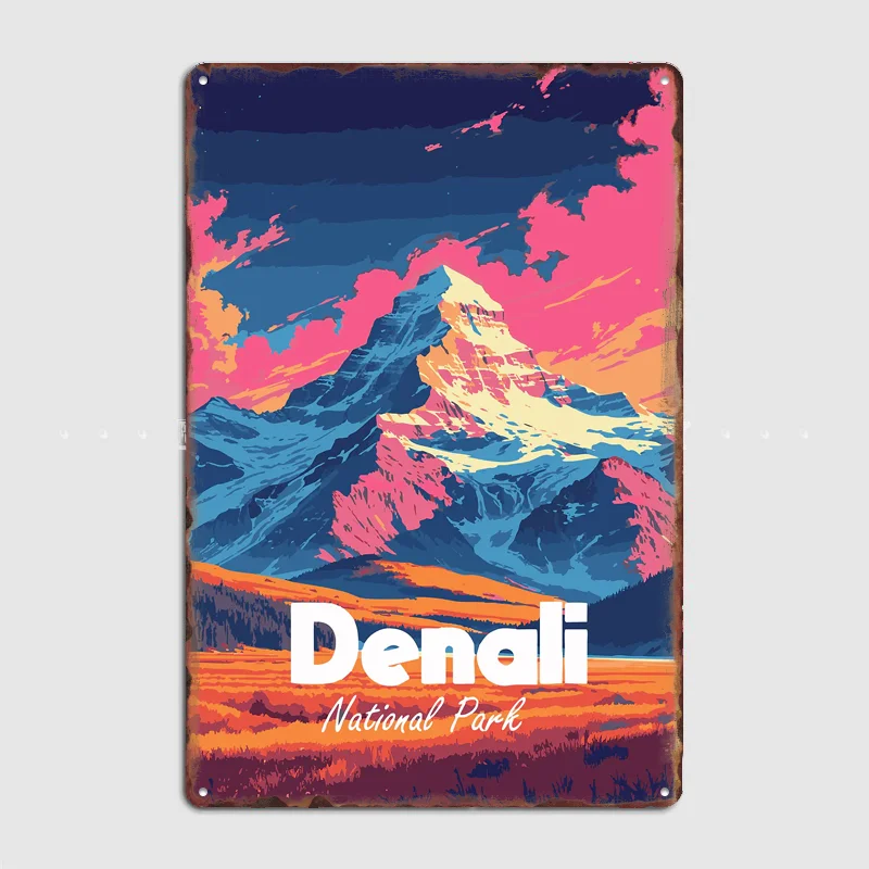 Denali National Park Colorful Travel Poster Metal Tin Sign Indoor Outdoor Home Decor Bar Custom Posters Wall Room Decorations