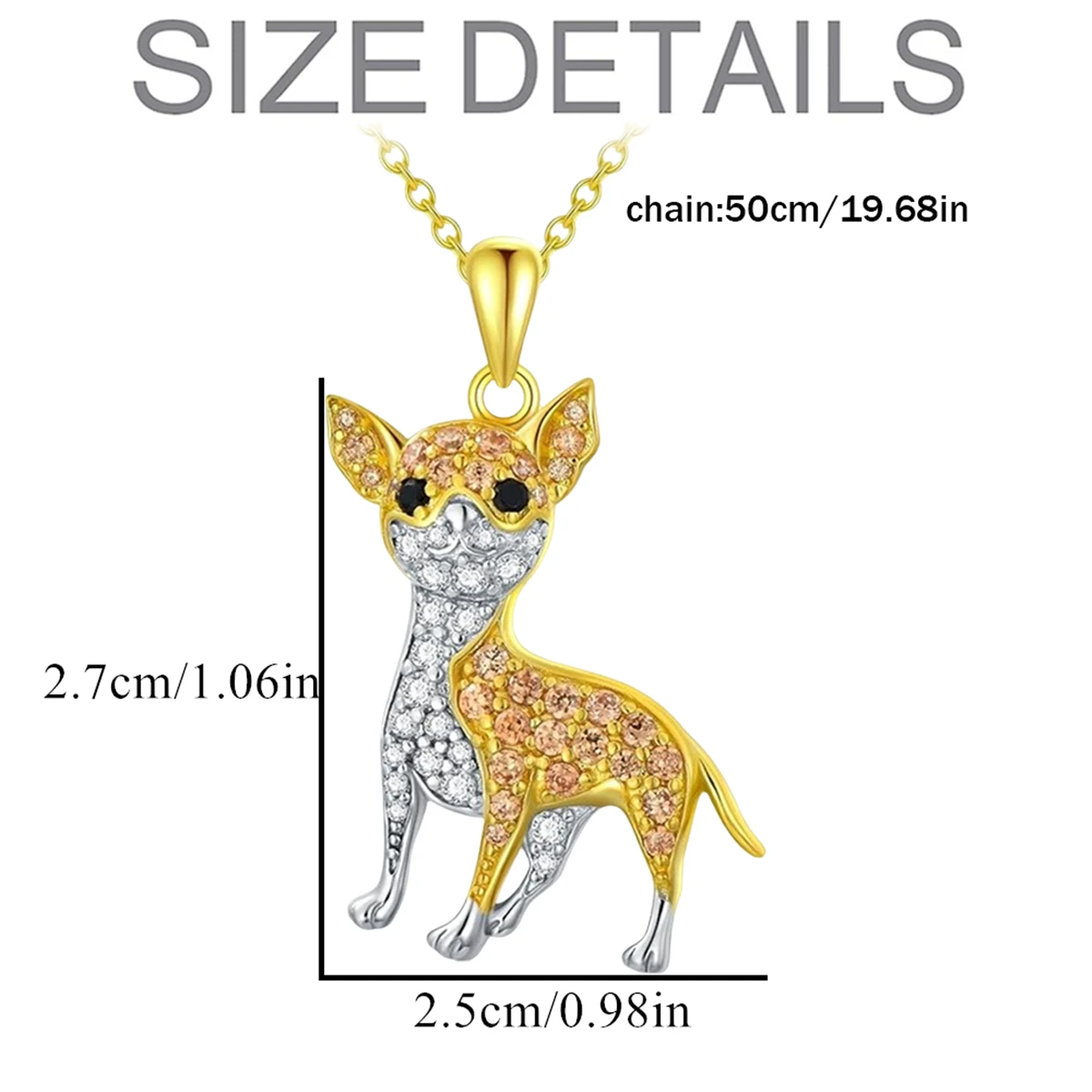 Creative Cute Golden Chihuahua Pendant Necklace for Women Exquisite Pet Puppy Jewelry Accessories Dog Lovers Holiday Gifts