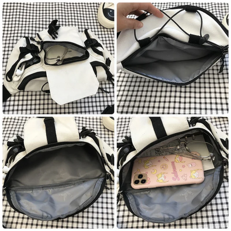 New Harajuku Techwear Canvas Sling Bag Gothic Crossbody Bags for Women Handbag Purses and Handbags Bolsas Feminina Shoulder Frog