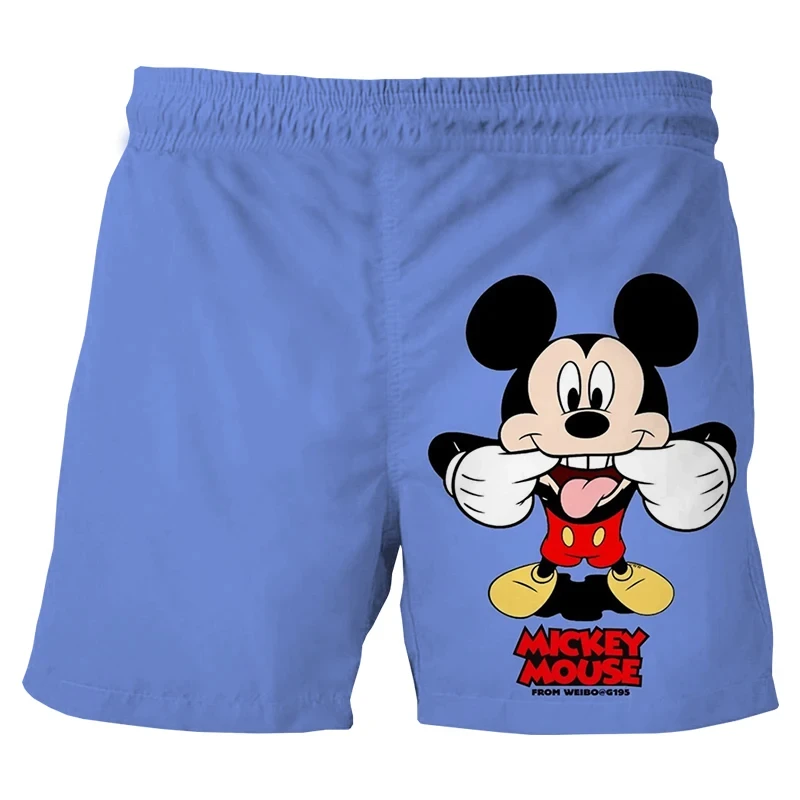 MINISO Disney Mickey Minnie Men\'s Beach Breathable Casual Shorts Hawaiian Vacation Shorts Girls Boys Harajuku Kids/Adult