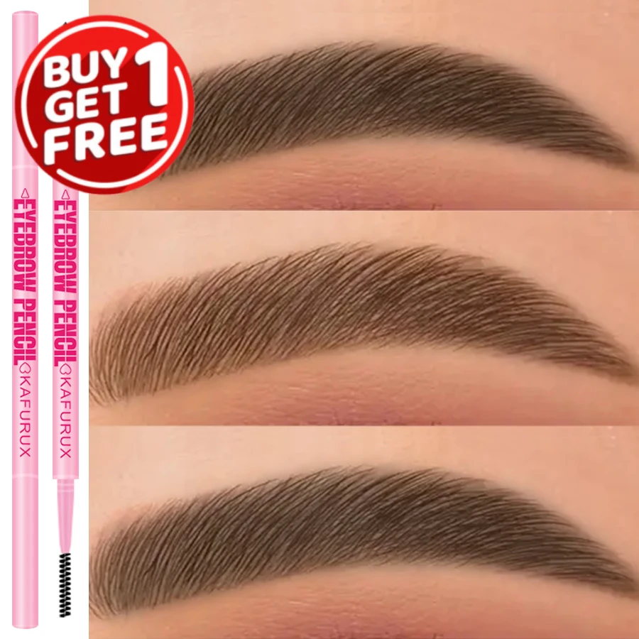 6 สี Ultra-Fine Double Headed ดินสอเขียนคิ้วกันน้ําและยาวนานสีน้ําตาล Non-smudged Eye Brow ปากกาพร้อมแปรงเครื่องสําอาง