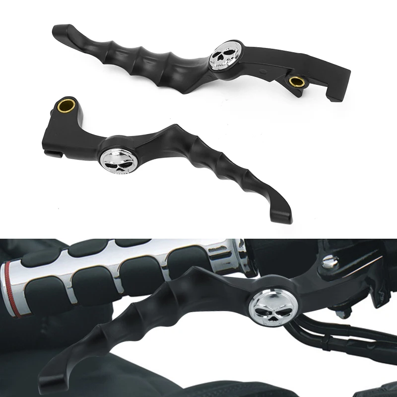 Black Motorcycle Skull Zombie Handle Brake Clutch Levers For Honda Shadow VT400 750 VLX VT400 600 VTX1300