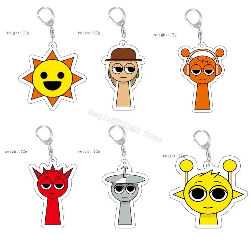 Cartoon Anime Incredibox Sprunki Keychains Game Figure Key Rings Kids Backpack Pendants Acrylic Key Chains Charms Accessories