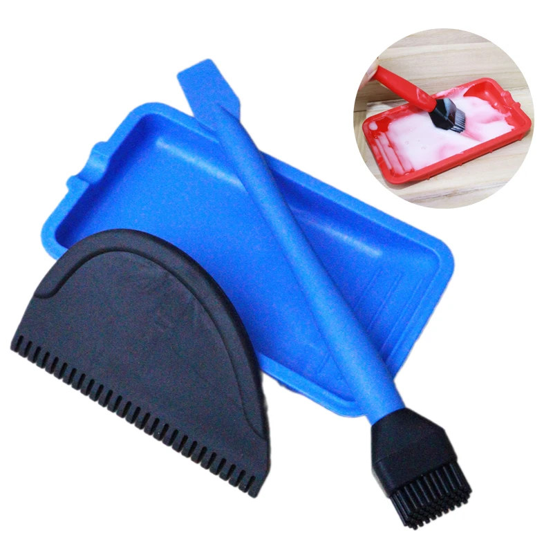 3Pcs Woodworking Glue Applicator Set Silicone Tray With Glue Spreader Brush Multifunctional Glue Brushes Carpentry Tool Kits