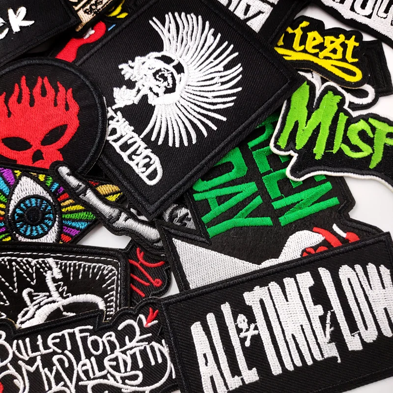 Czaszka Punk Rock Bands Star Iron On Patches Odzież Tkanina do szycia Ręcznie robione aplikacje na odzież Naklejki muzyczne Odznaki Parche