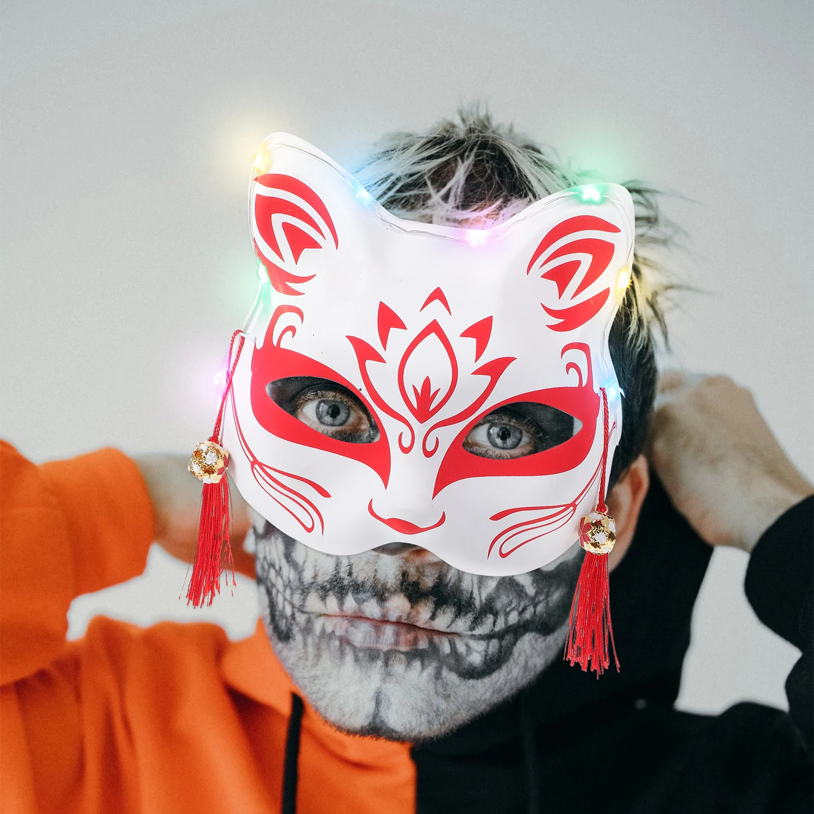 

2 Pcs Glowing Fox Mask Halloween Costume Masquerade Half Face Cosplay Headgear Women's