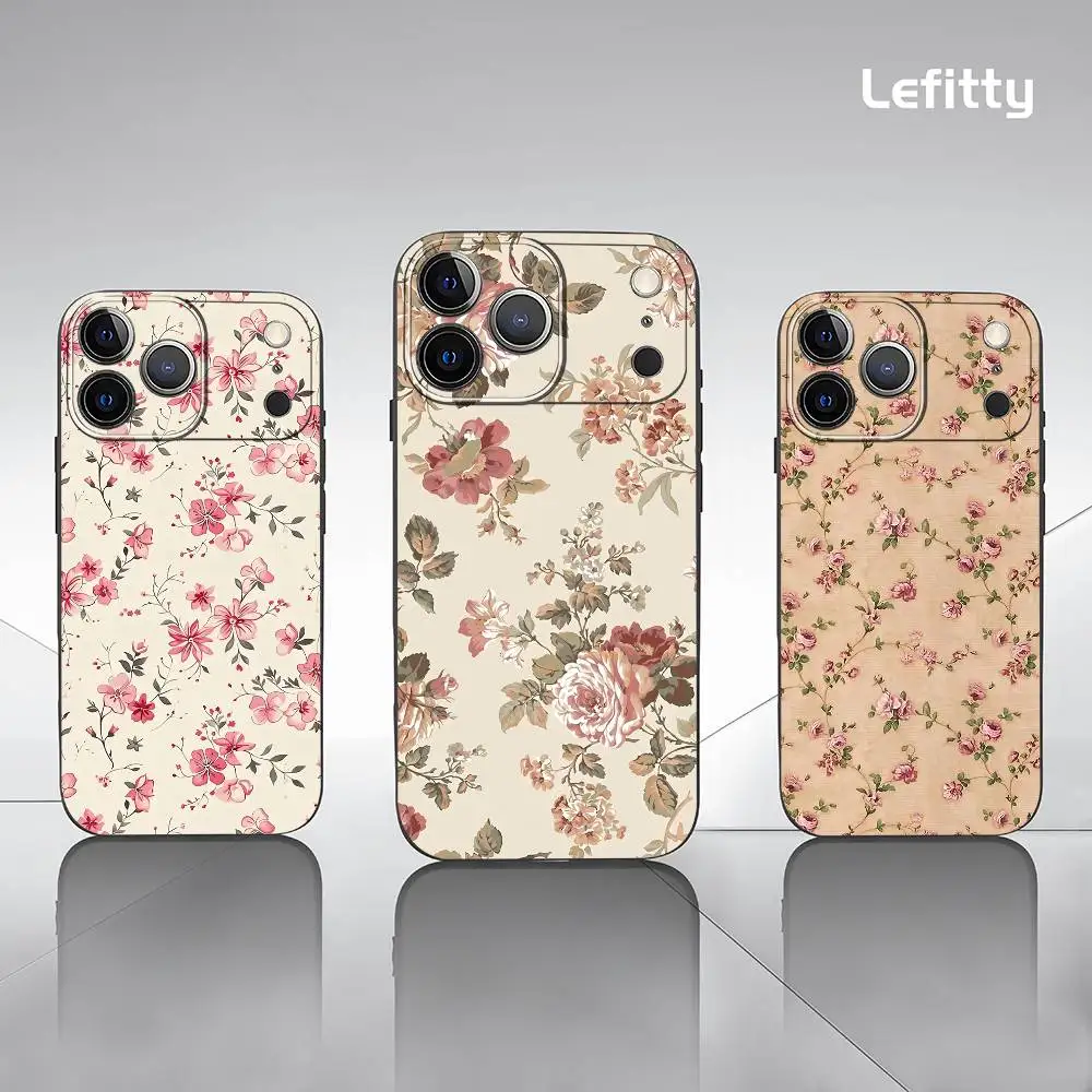 Vintage-style Roses phone case for iPhone 17 16 15 14 13 Pro Max Plus Mini Frosted Soft Case Funda Shockproof Cases