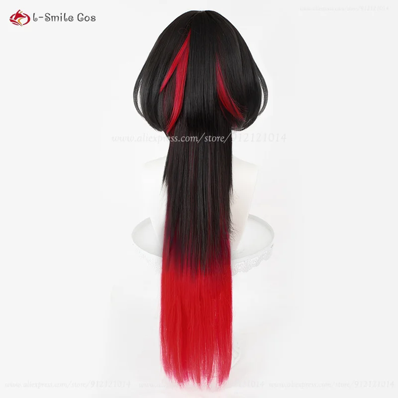Jane Doe Cosplay Perücke 70cm Schwarz-Rote Perücke für 2026 Frauen ZZZ Cosplay Anime Perücken Hitzebeständiges Kunsthaar Halloween + Perückenkappe