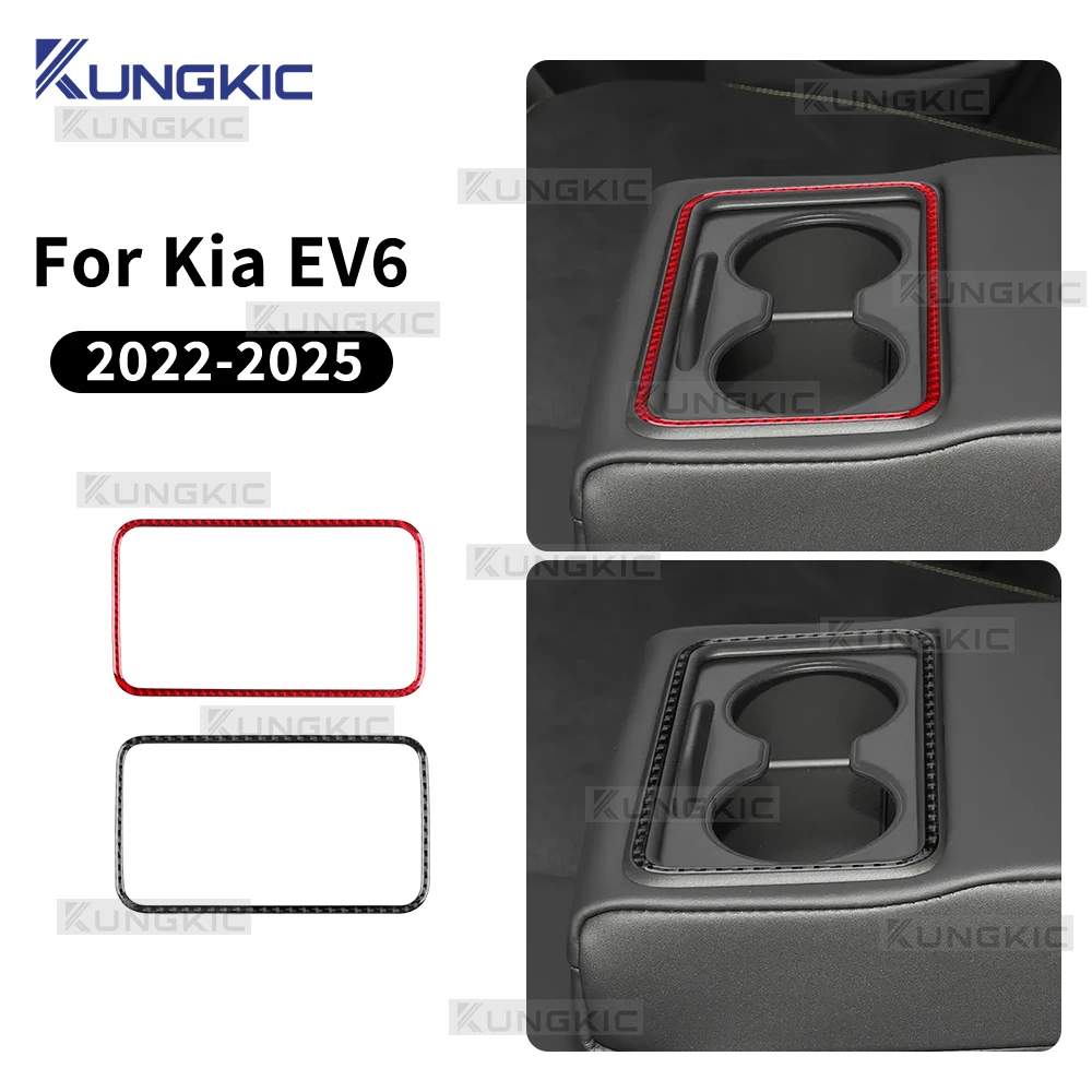 

Настоящая мягкая наклейка из углеродного волокна для Kia EV6 GT EV 2022 2023 2024 2025 LHD RHD Автомобильный задний сливной держатель для чашки Декоративная рамка Внутренняя отделка