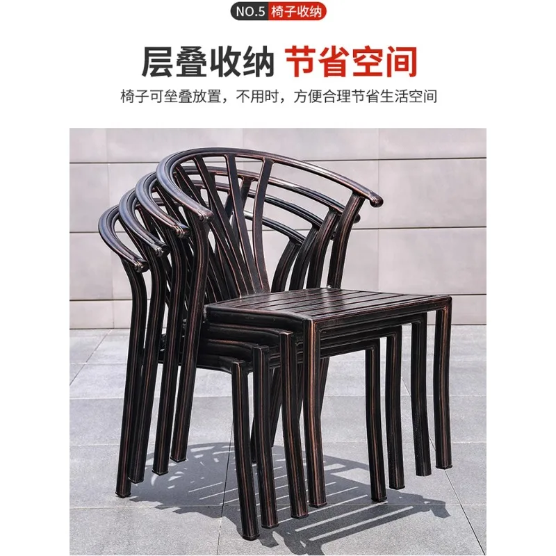 Outdoor cast aluminum tables and chairs set courtyard garden open-air small balcony tea leisure iron combination outdoor yard pe