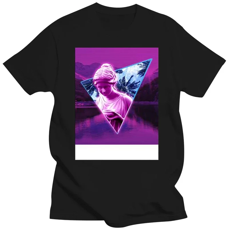 Design Vaporwave Paradise Warp. Aesthetic Retrowave t-shirt for men Famous Comics Kawaii male female t-shirts O-Neck Natural