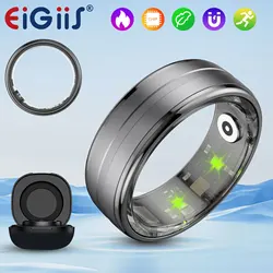 EIGIIS New R06 Smart Ring Men Women, Heart Rate and Blood Oxygen Monitor IP68 & 5ATM Waterproof Multi-sport Mode for Android IOS