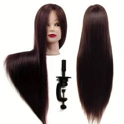 Professional Cosmetology Training Mannequin Head With Synthetic Fibre Hair For Styling And Braiding Beauty Doll Head With Stand
