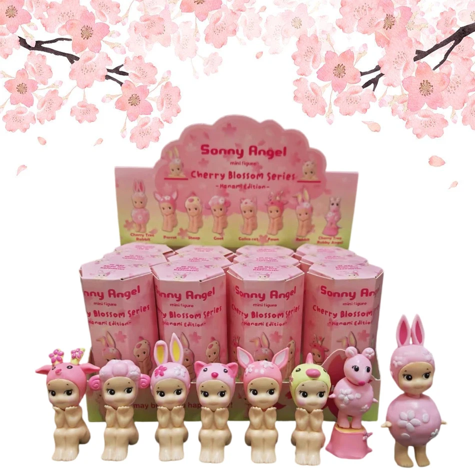 

New Sonny Angel Cherry Blossom Pink Sitting Posture Series Blind Box Mystery Box Mini Figure Dolls Decoration Model Toys Gift