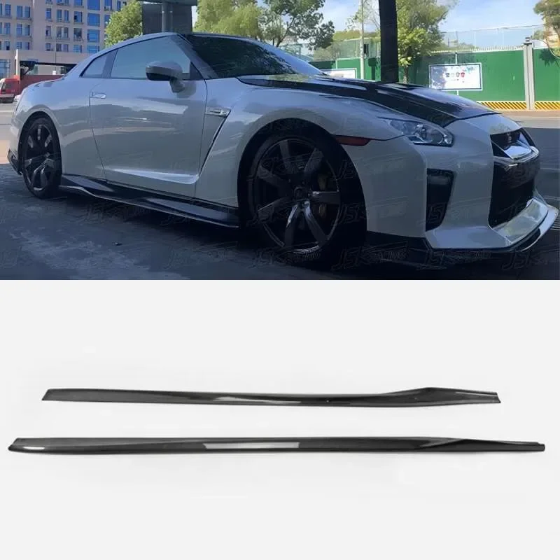 Real Carbon Fiber Side Skirts Extension Body Kit Lip Cover For Nissan R35 GTR Coupe GT-R 2017 2018 2019 2020 2021