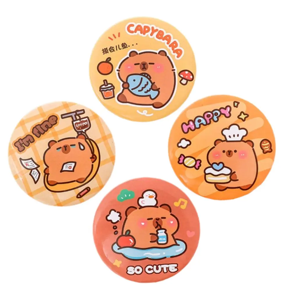 Mini capivara dos desenhos animados espelho cosmético portátil circular espelho de mão unidirecional pequeno espelho de maquiagem ferramentas cosméticas