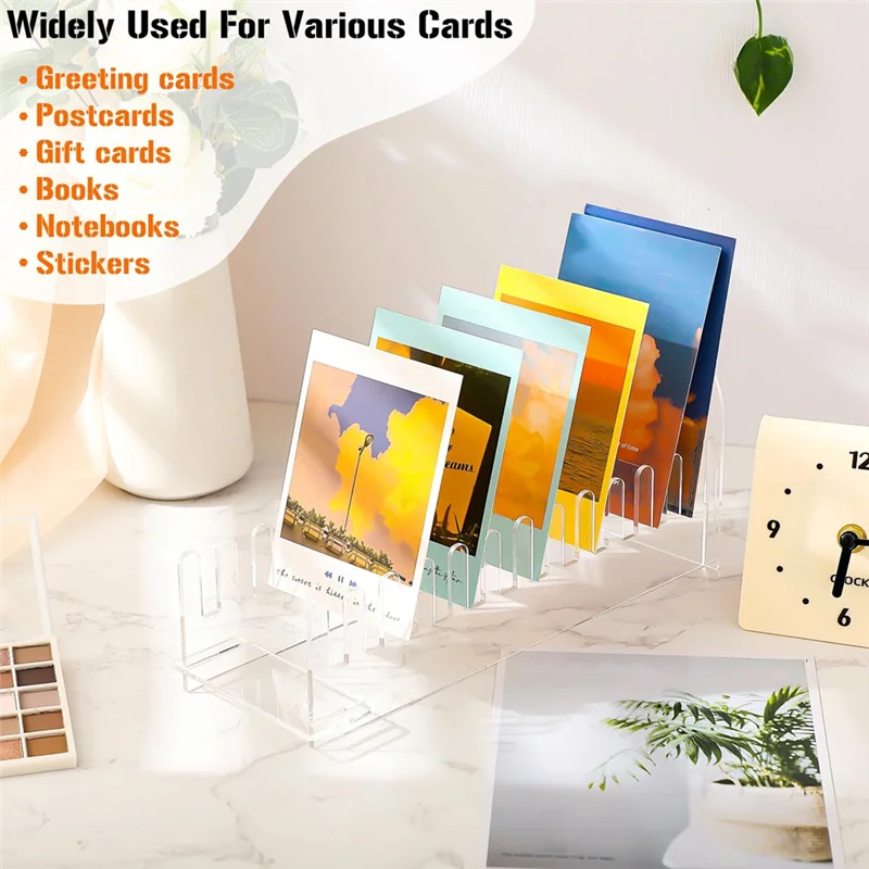 

2 Pcs 12 Tier Acrylic Greeting Card Display Stand Portable Card Display Rack Clear Postcard Holder Display Stand