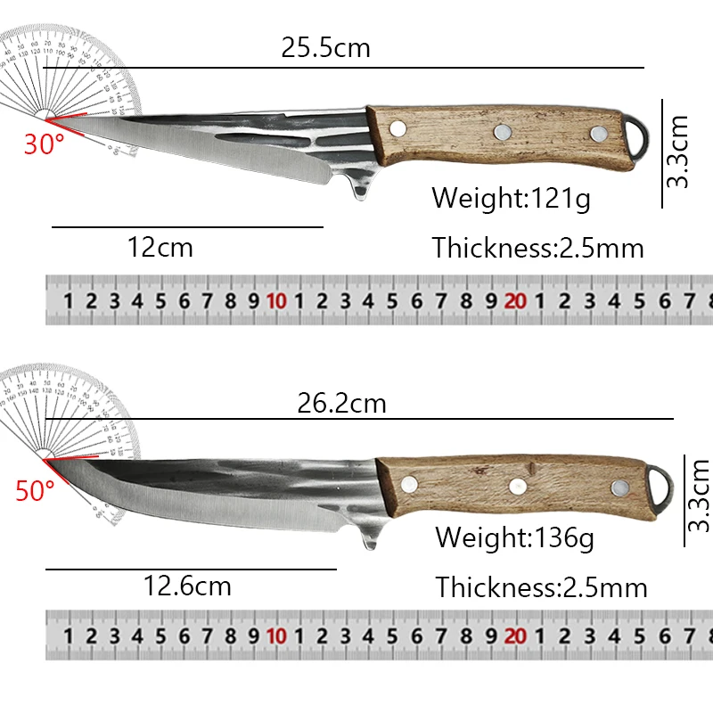 Stainless Steel Boning Knife Full Tang Kitchen Chef Meat Cleaver  Butcher Knife Fish BBQ Knife with Sheath
