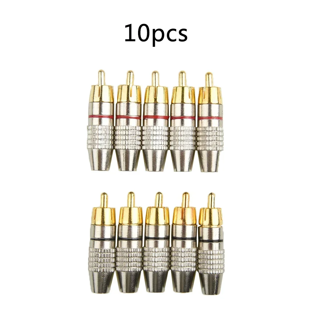 10pcs Male Connector Non Solder Plug Adapter For Audio Cable Plug Video CCTV Camera Solder-Free High Quantity