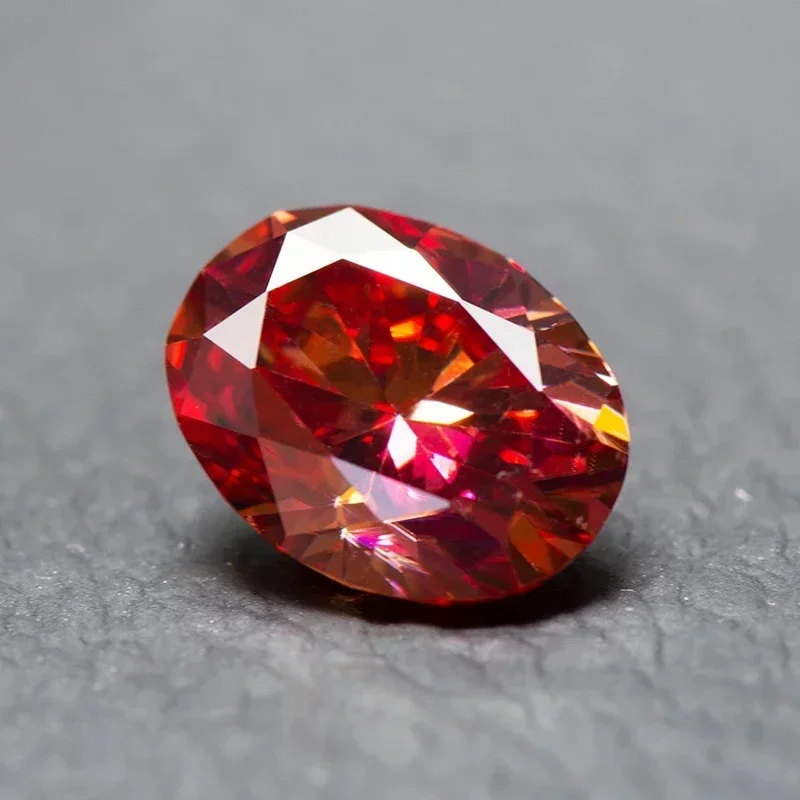 Pierre de moissanite rouge neutre d'eau, coupe nar, pierre précieuse créée en laboratoire, bijoux en diamant, matériaux exécutifs avec certificat GRA