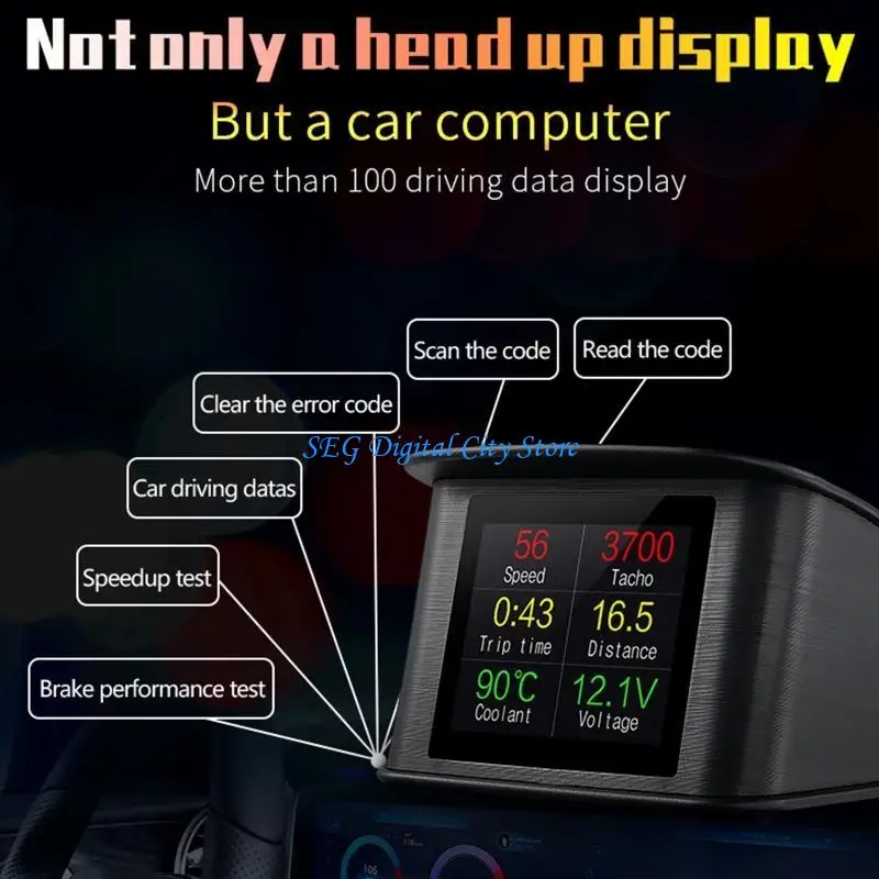 

U75B Автомобильный HUD для дисплея с одометром, ЖК-дисплей высокой четкости, экран дисплея кода, измеритель температуры код и