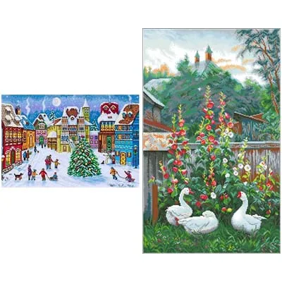 Chinese Cross-Stitch Kits, Embroidery Needlework Sets, Three Gears in the Courtyard at Night, DIY, 16CT, 14CT