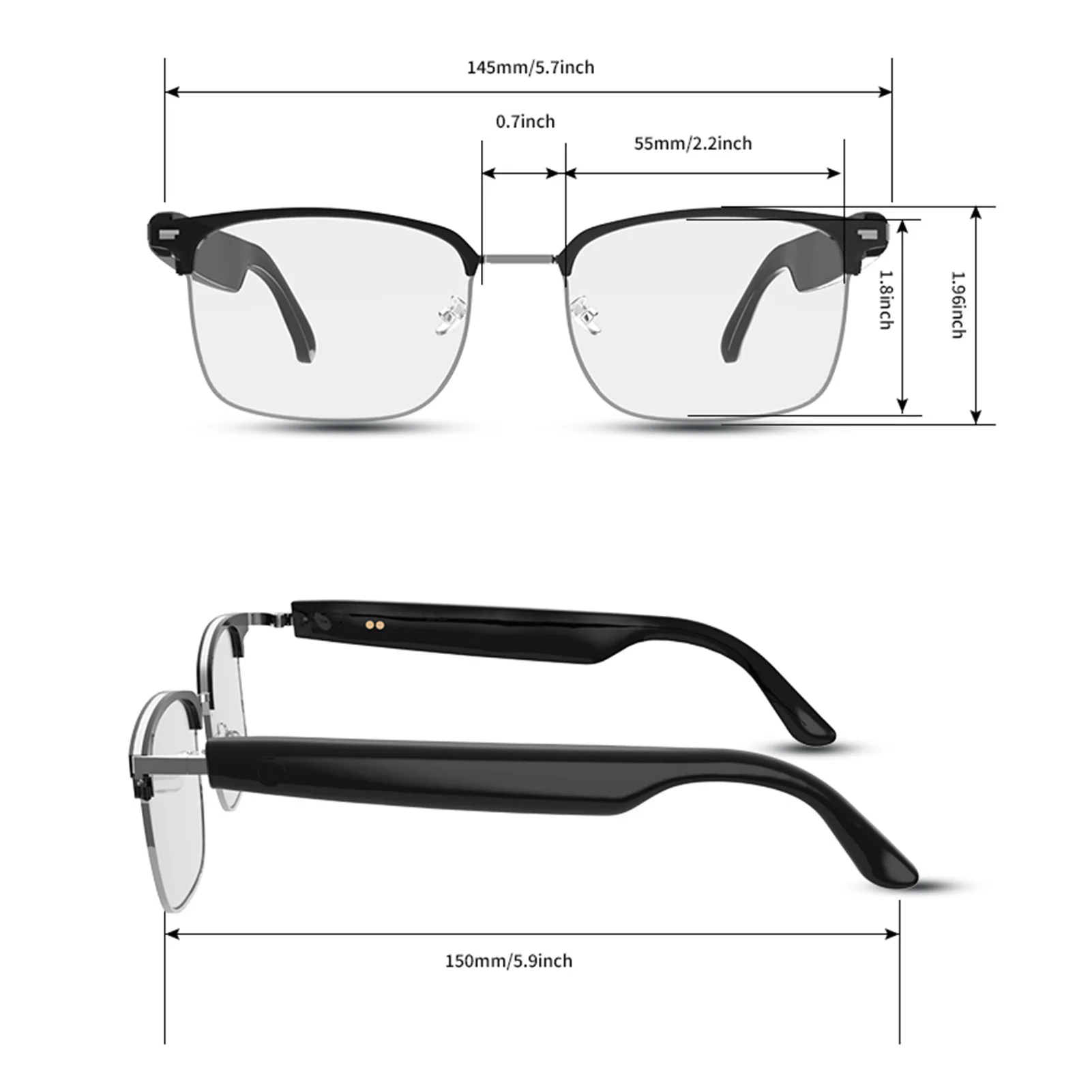 Smart Bluetooth Sunglasses Built in Speaker Mic Open Headphone Glasses for Casual Outings Sporty Adventures