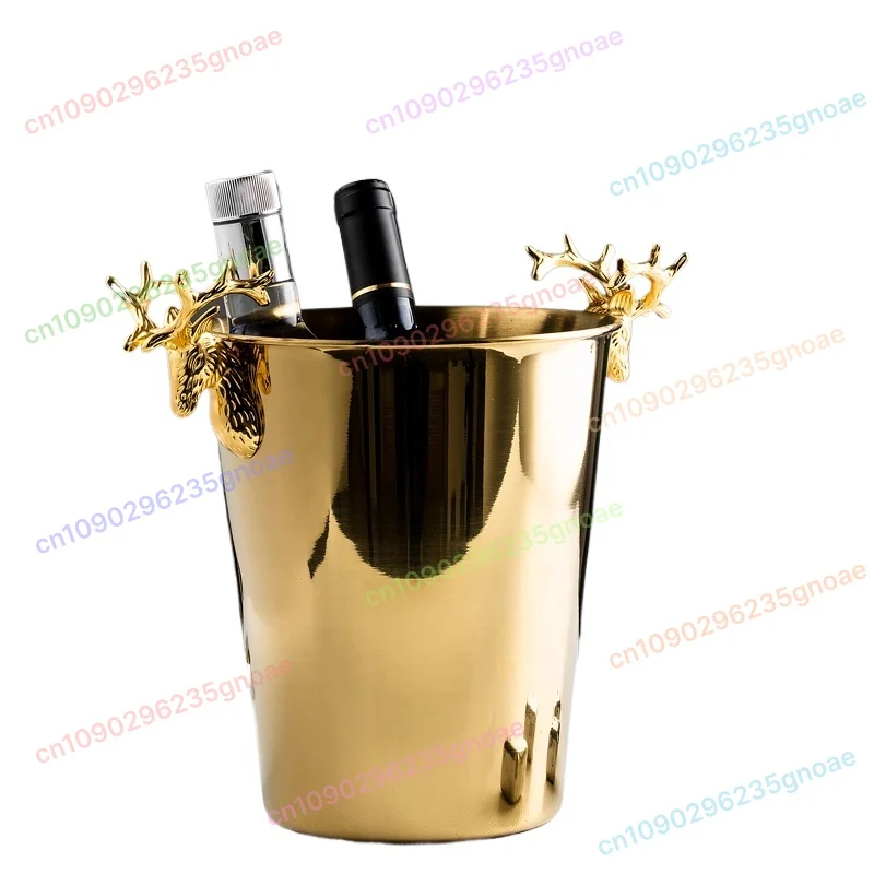 

1pcs Fashionable and creative ice bucket Stainless steel golden hammer pattern ice bucket red wine champagne ice wine barrel
