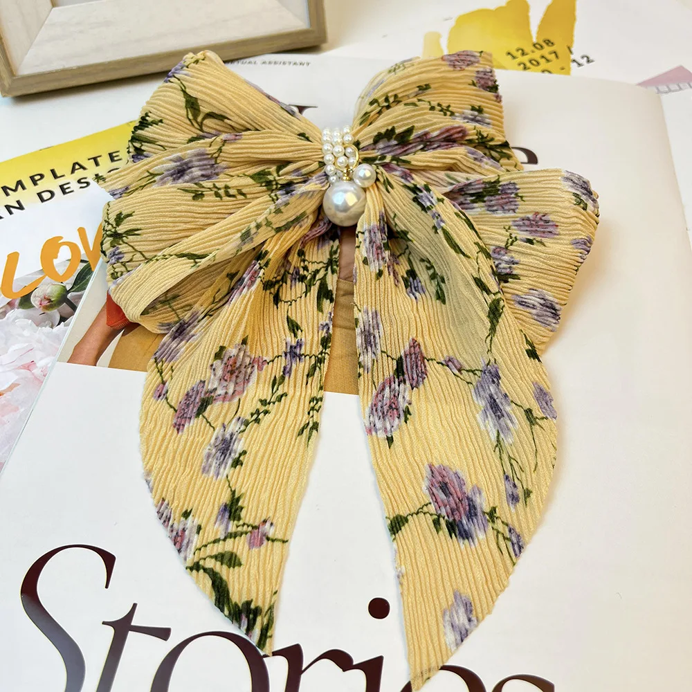 Big Bow Sweet Fabric Floral Hair Clip Korean Version of The Back of The Head Duckbill Clip Hair Accessories For Women