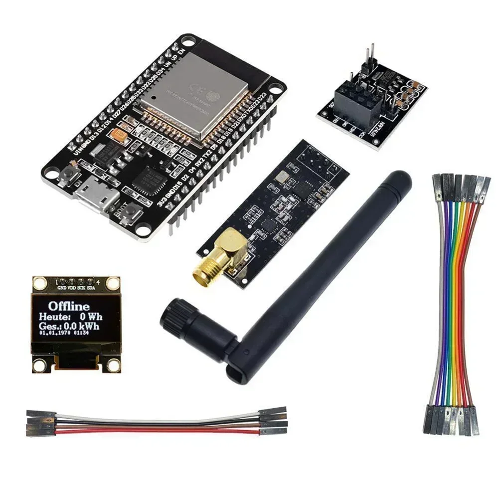 

OpenDTU для Hoymiles DIY Kit Дисплей для ESP32 для NRF24L01 Кабель Антенный разъем Кабель для Plug-and-play Готовый для инверторов