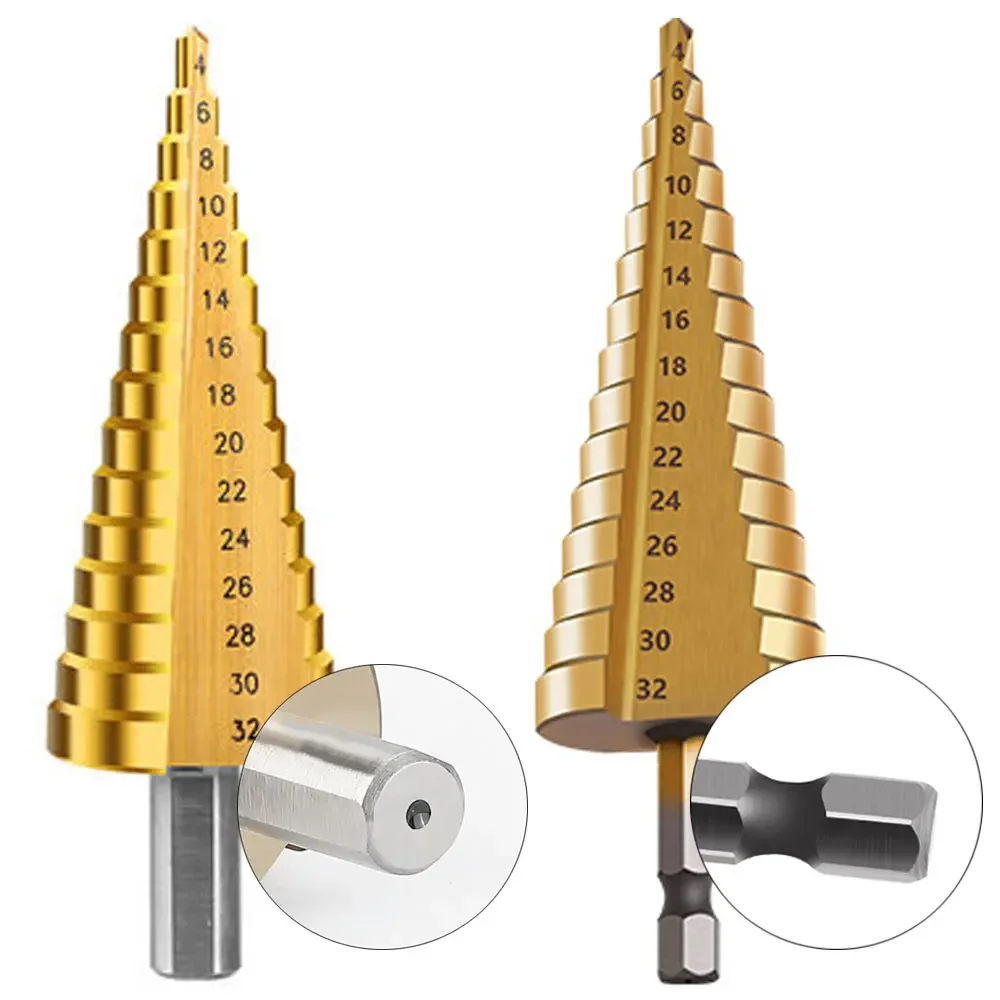 HSS Drill Bit Titanium Coated Step Drill Wood Set Power Tools for Metal High Speed Steel Hole Cutter Step Cone Center Drills