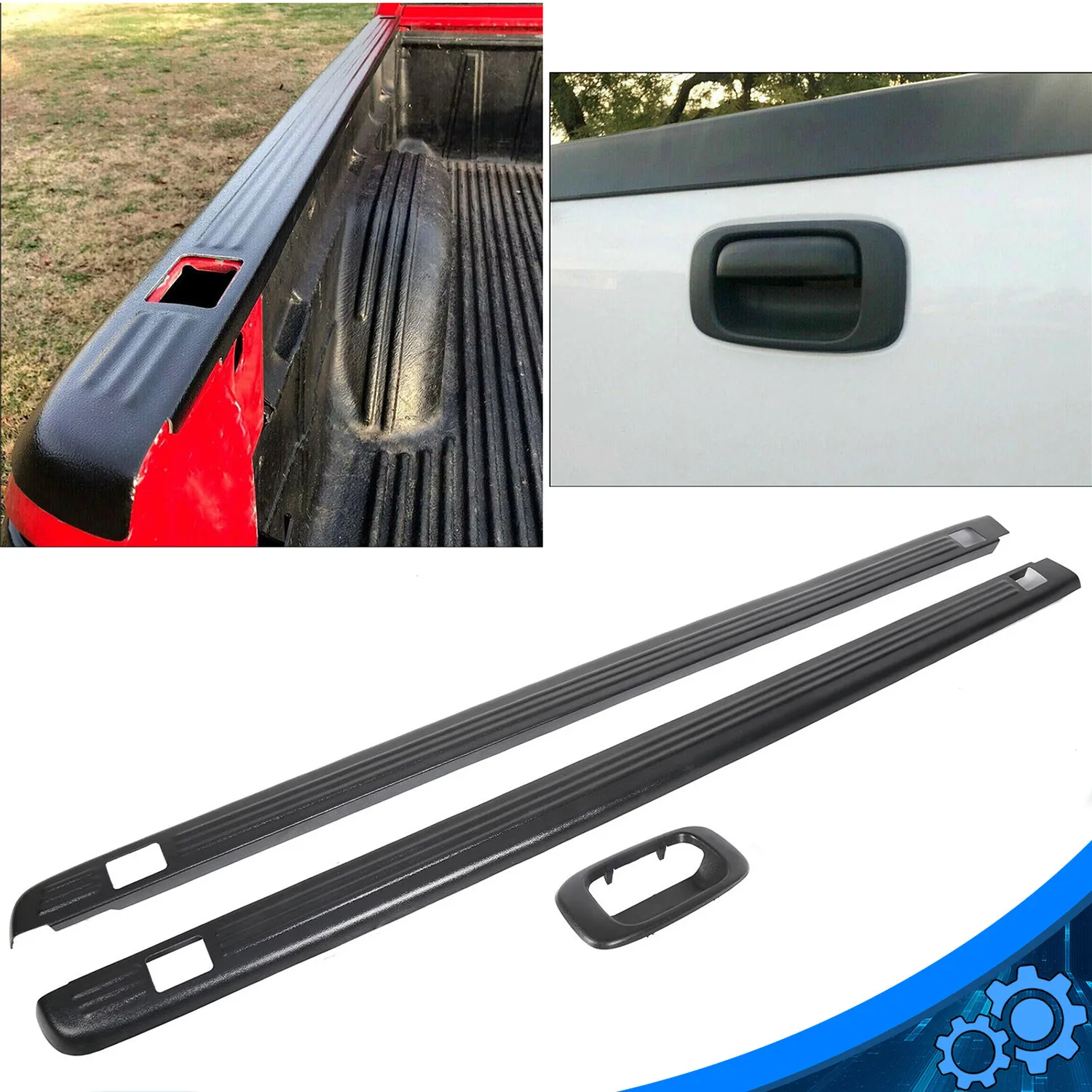

Tailgate Handle Bezel Trim & 6.5FT Bed Rail Cover Cap For 99-07 Chevy Silverado
