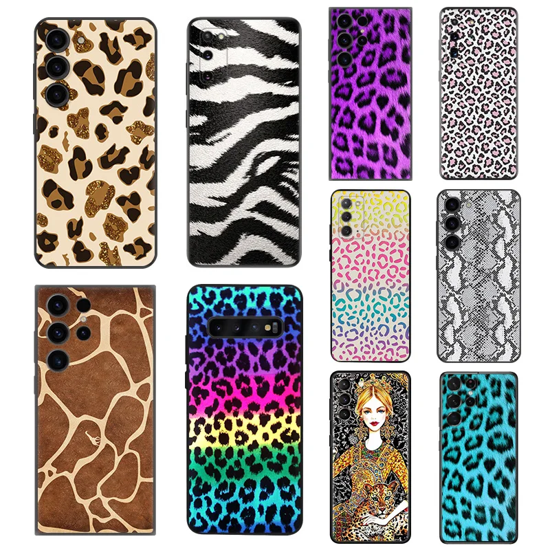 Custodie per telefoni per Samsung Galaxy S24 S23 Ultra S22 S21 S20 FE Plus Note20 S10 scale di serpente leopardate colorate Cover morbida Anti-goccia