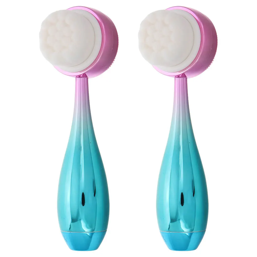 

2Pcs Dualsided Silicone Face Brush Deep Cleansing Exfoliation Soft Bristles Firm Nodules Travel Skincare Tool Face Washer