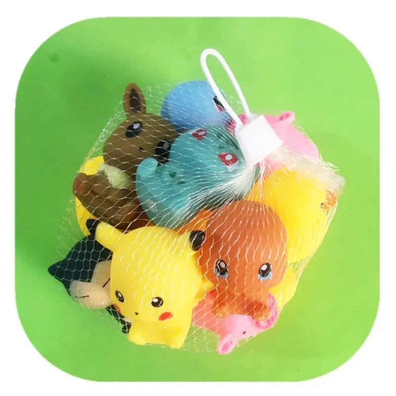 Pokemon Anime Figure Pikachu Snorlax Charmander Eevee Squirtle Bulbasaur Vinyl Doll Ornament Children Toys Bathing Birthday Gift