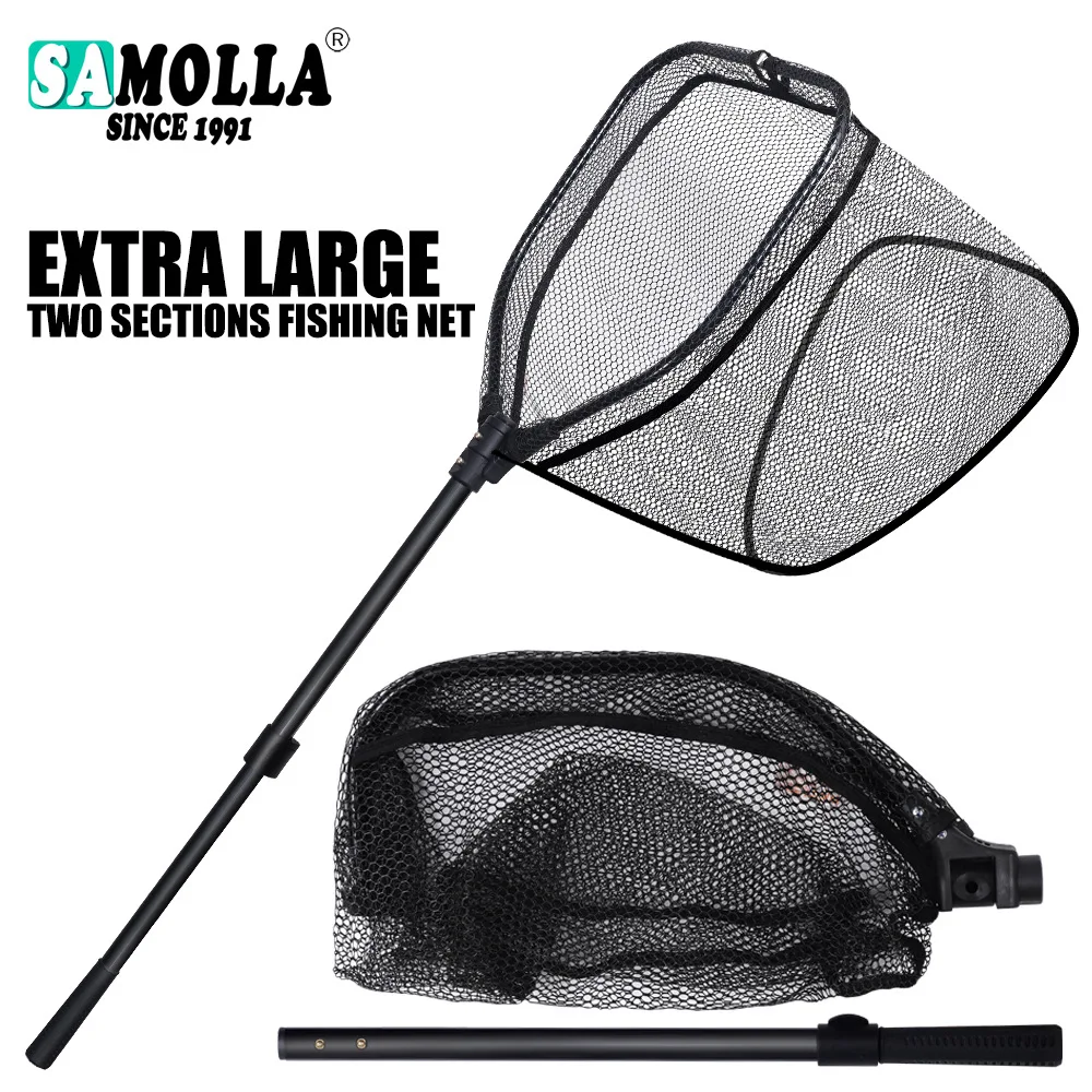 Duży rozmiar sieć rybacka ze stopu aluminium podbierak pokryty gumą teleskopowy składany podbierak do sprzętu wędkarskiego karpia morskiego