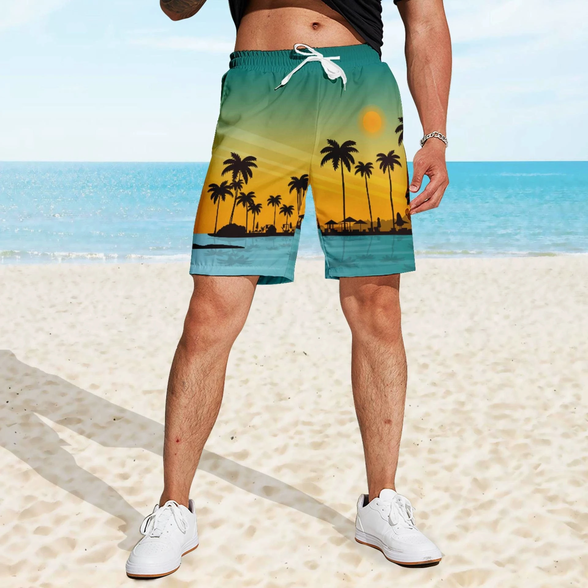 New Watercolor Ink Summer Fashion Men Women Tracksuits Crewneck Hip Hop Shorts Plus Size S-7XL Gym Shorts Beach